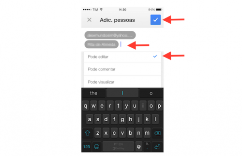 Compartilhando um arquivo do Google Drive com outras pessoas pelo iPhone.  (Foto: Reprodução)