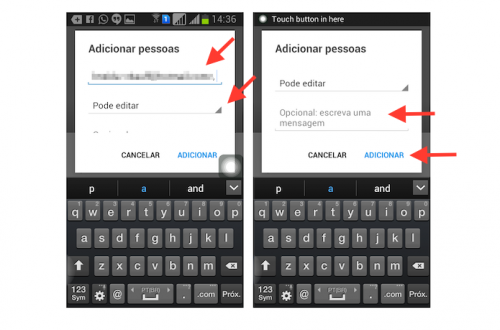 Compartilhando um arquivo do Google Drive com outras pessoas pelo Android.  (Foto: Reprodução)