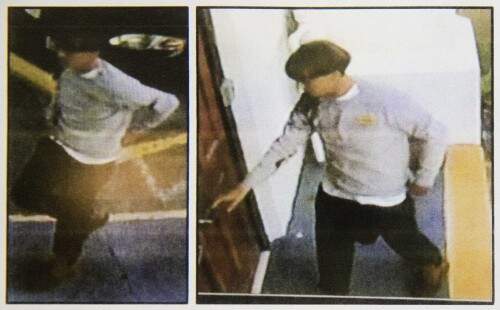Imagens de câmeras de segurança fornecidas pela polícia mostram o suspeito do tiroteio em Charleston (Foto: AP) 