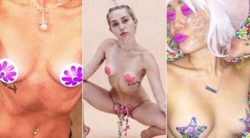 Estrela pop  Miley Cyrus adora mostra os seios e "enfeitar" os mamilos. Imagem: Reprodução