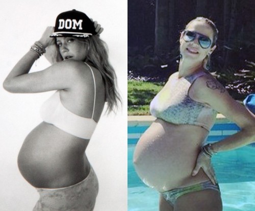 Luana grávida do Dom em 2012 e atualmente com a barriga igualzinha, só que de gêmeos (Foto: Reprodução)