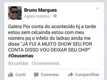 Bruno Marques relatou o ocorrido nas redes sociais. (Foto: Reprodução)