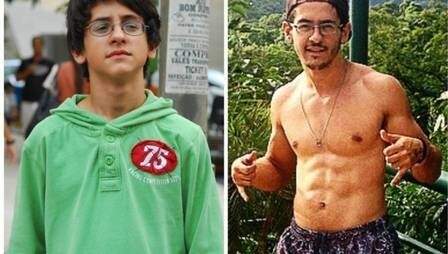 David Lucas em 2009 e atualmente. A mudança corporal é visível. (Foto: Reprodução)