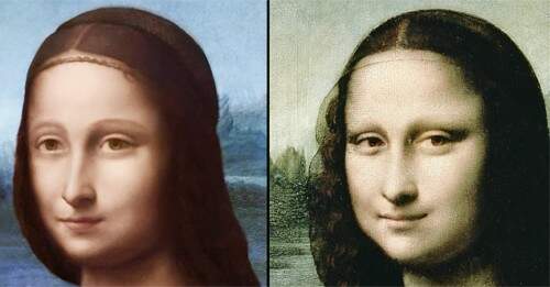 Simulação compara pintura oculta e quadro "Mona Lisa". (Foto: Reprodução)
