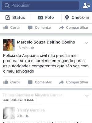 Mensagem no Facebook do foragido. (Foto: Reprodução)