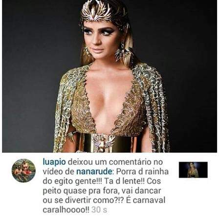 Luana criticou fantasia de Thássia Naves. (Foto: Reprodução)