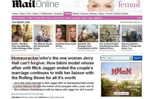 Reprodução de reportagem do jornal Daily Mail sobre Luciana Gimenez
