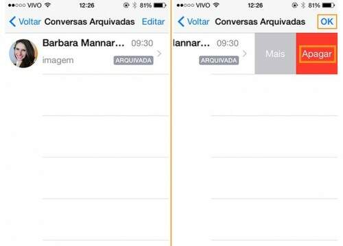 Apague a mensagem da lista de arquivadas. (Crédito: Reprodução)