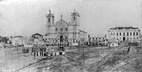 Largo da Matriz - Início do século 19 (Foto: Acervo do Memorial do Legislativo do RS)