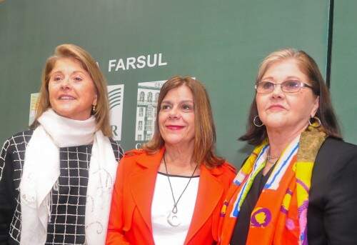 Zenia Aranha Silveira, Balala Campos e Lalá Aranha durante o encontro na Farsul. Foto: Livia Stumpf/Especial