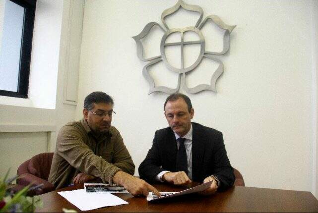 Reitor Marcos Fernando Ziemer e o diretor da unidade Daniel de Brum. Foto: Lucas Uebel