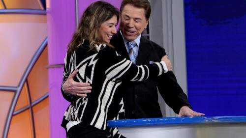 Silvio Santos apresentou sua filha número cinco, Rebeca Abravanel, no "Roda a Roda Jequiti". (foto: reprodução)