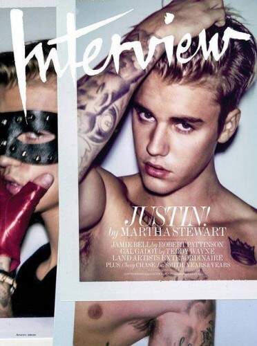 Bieber na capa da publicação.