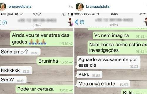 Em conversas pelo celular a jovem não parece se preocupar com a investigação. (Foto: Reprodução)