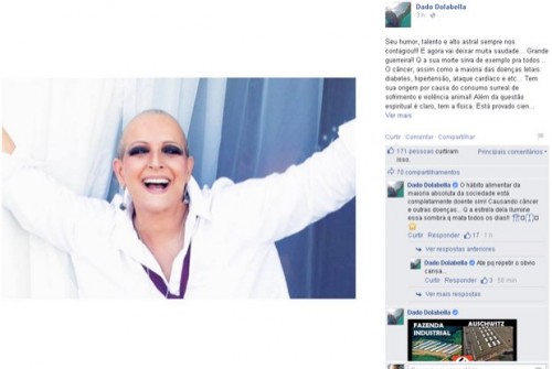 Dolabella foi criticado por usuários de rede social por publicação sobre a morte de Betty Lago. (Foto: Reprodução)