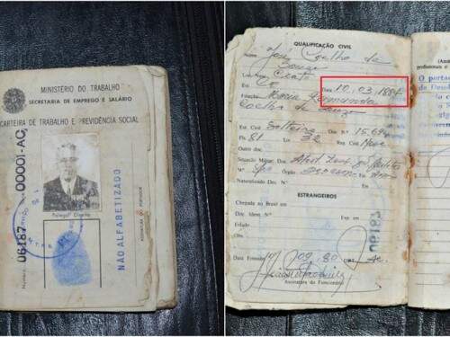 Carteira de trabalho de Souza também registra o ano de nascimento em 1884 (Foto: Reprodução)
