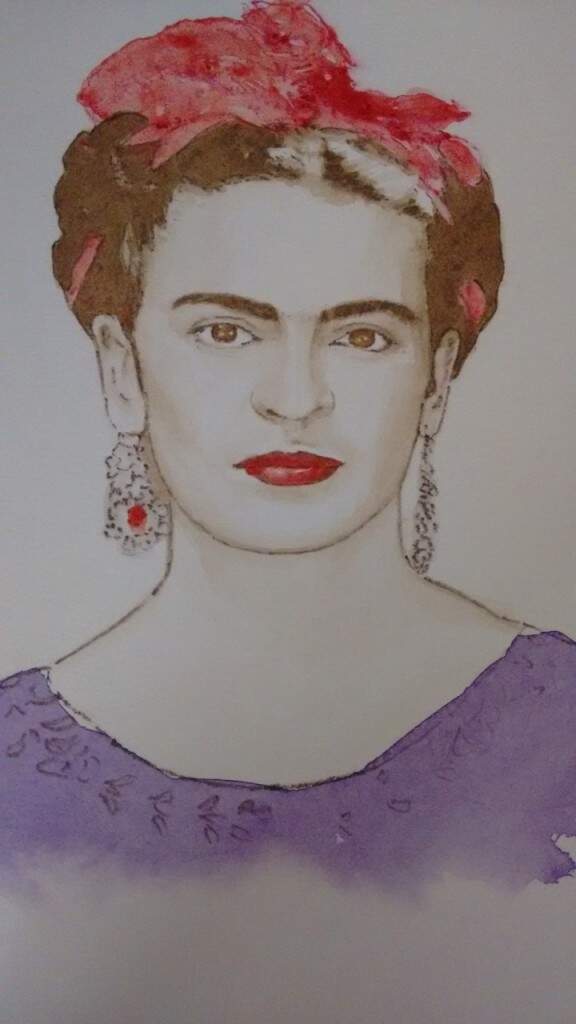 Aquarela de Frida Kahlo pintada por Carlos Henrique Bins
