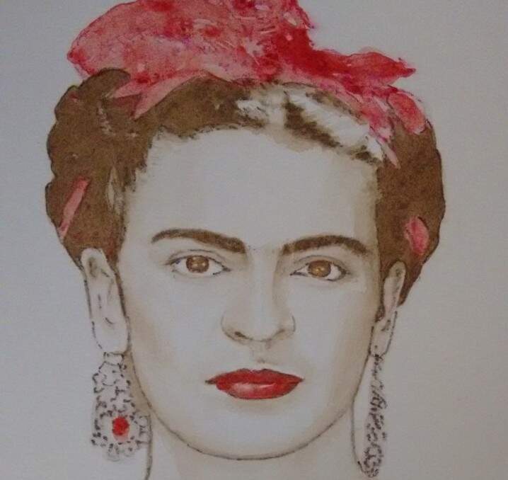 Aquarela de Frida Kahlo pintada por Carlos Henrique Bins
