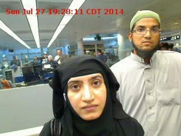 Imagem de arquivo mostra Tashfeen Malik e Syed Farook, atiradores de San Bernardino, no aeroporto de Chicago