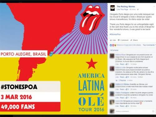 Banda britânica agradeceu a Porto Alegre após show.  (foto: Reprodução)