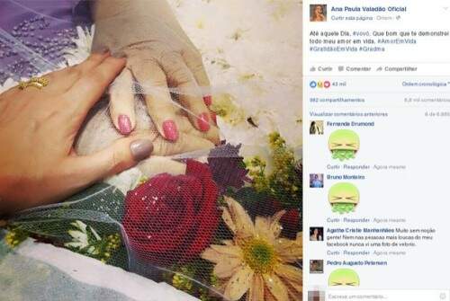 Ana Paula Valadão recebe críticas após postar foto no velório da avó. (Foto: Reprodução) 
