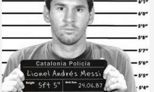 Messi em meme na web, como presidiário: muitas zoações nas redes sociais após condenação por fraude fiscal. (Foto: Reprodução)