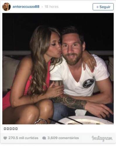 Antonella Roccuzzo e Messi. (Foto: Reprodução)