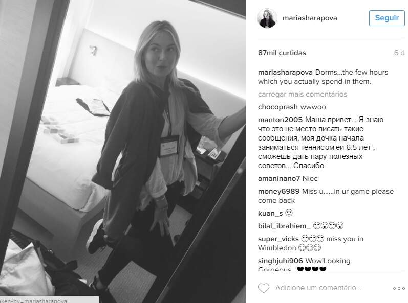 Em post no Instagram da tenista, ela diz que usa os dormitórios da universidade. (Foto: Reprodução)