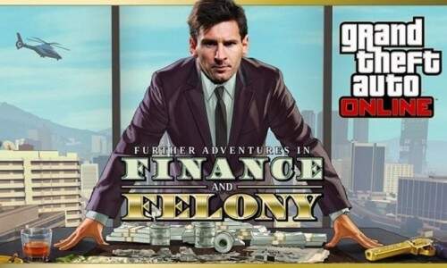Messi como personagem de capa do jogo GTA, em que o objetivo é transgredir a lei e fugir da polícia. (Foto: Reprodução)