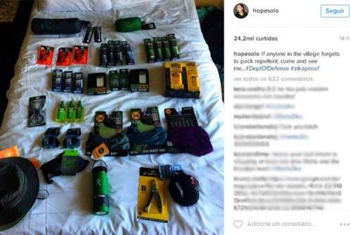 Hope Solo criou um "kit antizika" no seu Instagram. (Foto: Reprodução)