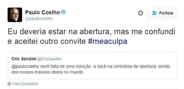 Post do escritor publicado no Twitter (foto: reprodução)