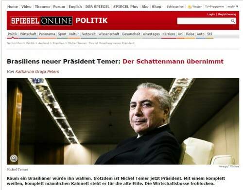 Revista alemã Spiegel destaca a ascensão de Michel Temer (Foto: Reprodução/ Spiegel)