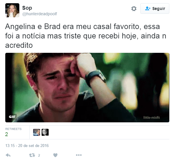 Separação de Brad Pitt e Angelina Jolie movimentam as redes (Foto: Reprodução/Twitter)