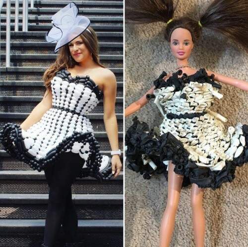 Ela tem feito sucesso na internet produzindo vestidos. (Foto: Reprodução)