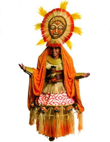 Passista veste a fantasia “Negra Mariama”, que estará na ala Juary da Vila. (Foto: Reprodução)