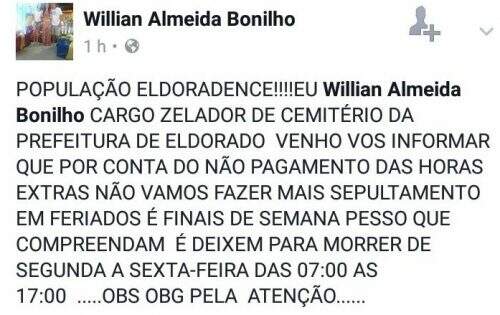 Desabafo nas redes (Foto: Reprodução/Facebook)